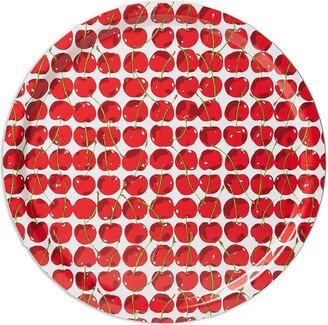 Cherries Avorio-print round tray