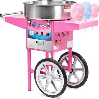 Olde Midway Commercial Cotton Candy Machine with Cart, SPIN 2000 Electric Candy Floss Maker