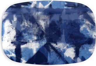 Serving Platters: Shibori - Indigo Serving Platter, Blue