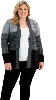 Plus Size Turbo Colorblocked Cardigan, Created for Macy's