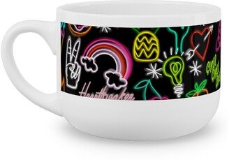 Mugs: Neon Signs - Black Latte Mug, White, 25Oz, Multicolor