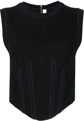 Fine-Ribbed Corset Tank Top