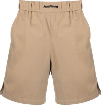 Halfboy Embroidered-Logo Drawstring Waist Shorts