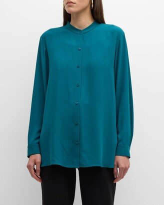 Button-Down Georgette Crepe Shirt-AA