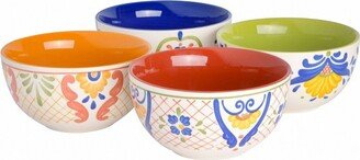 4ct Tierra 6 Hand Painted Stoneware Cereal Bowl Set