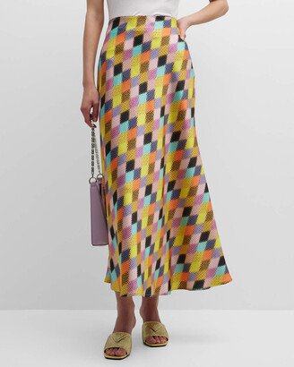 Halftone Harlequin Bias Maxi Skirt