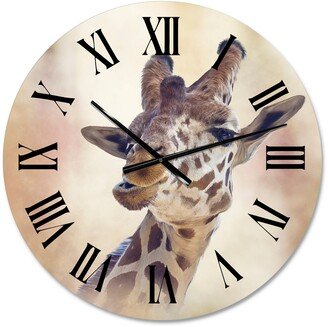 Designart 'Portrait of A Giraffe I' Farmhouse wall clock