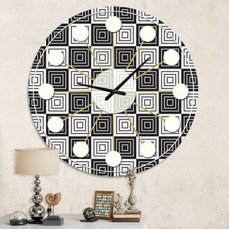 Designart 'Monochrome Geometric Pattern XI' Mid-Century wall clock