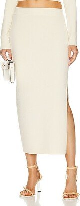 SIMKHAI Verina Midi Pencil Skirt With Slit in Cream