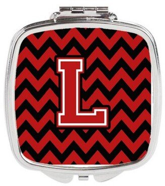 CJ1047-LSCM Letter L Chevron Black & Red Compact Mirror