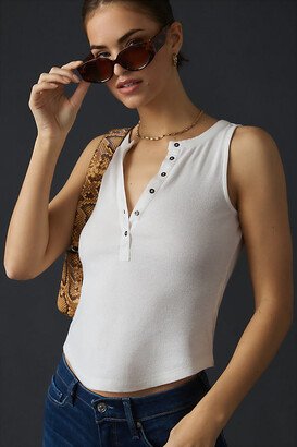 Andie Ribbed Henley Top by Sleeveless Edition