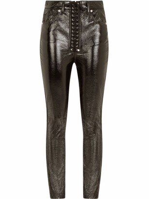 Coated Lace-Up Skinny Trousers