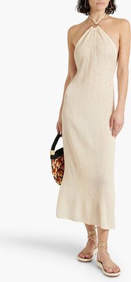 SAVANNAH MORROW Lana plissé bamboo and silk-blend midi dress