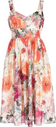 Marchesa Rosa Betony floral-print midi dress