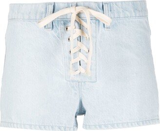 Lace-Up Denim Shorts