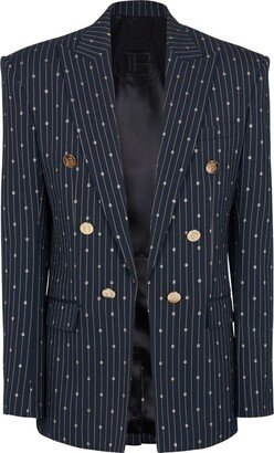 PB pinstripe double-breasted blazer