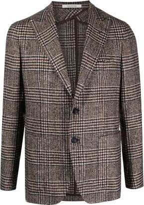 Houndstooth Single-Breasted Blazer-AB