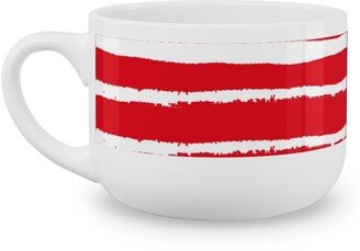 Mugs: Painted Stripes - Red Latte Mug, White, 25Oz, Red