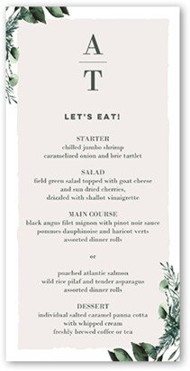 Wedding Menu Cards: Rehearsal Bough Wedding Menu, White, 4X8 Flat Menu, Matte, Signature Smooth Cardstock, Square