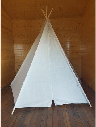 ToysLand 8 Ft Super Large 5Pole OffWhite Teepee Tent for Indoor And Outdoor