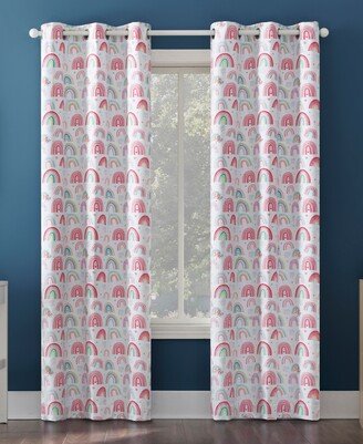 Rainbows Print Blackout Grommet Curtain Panel, 84