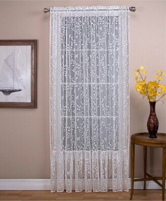 Isabella Lace Rod Pocket Curtain Panel w/18 Ruffle & Tie Back 54W x 96L