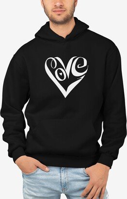 Men's Word Art Script Love Heart Hooded Sweatshirt