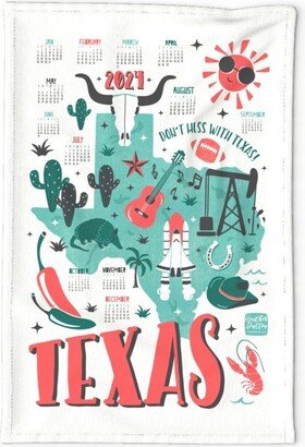 2024 Calendar Tea Towel - Texas By Heatherdutton Map State Linen Cotton Canvas Spoonflower