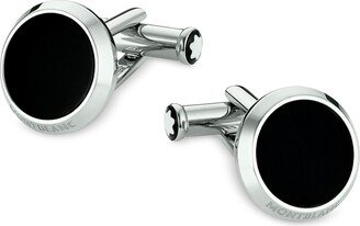 Meisterstuck Men's Steel and Black Onyx Cufflinks 112896