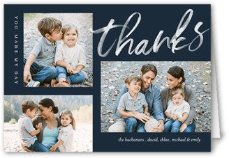 Thank You Cards: Watercolor Thankfulness Thank You Card, Black, 3X5, Matte, Folded Smooth Cardstock