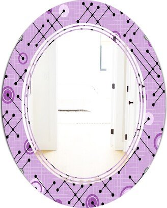 Designart '1950 Retro Pattern III' Printed Modern Round or Oval Wall Mirror - Triple C