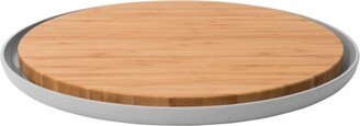 Leo 14.25 Bamboo Cutting Board with Plate, Gray