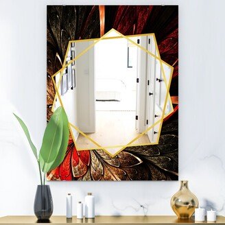 Designart 'Fractal Flower In Yellow and Red' Traditional Mirror - Frameless Printed Wall Mirror