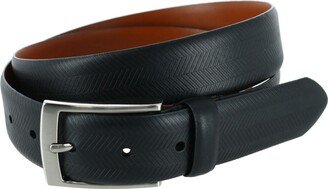 Men's Gregorio 35mm Herringbone Embossed Feather Edged Leather Belt