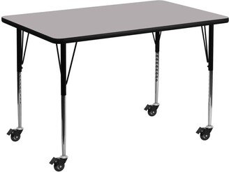 Emma+oliver Mobile 30X48 Rectangle Laminate Adjustable Activity Table