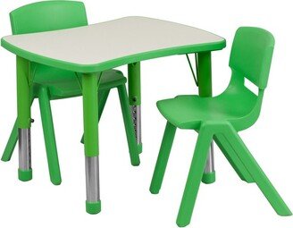 Emma and Oliver 21.875W x 26.625L Green Plastic Activity Table Set-2 Chairs