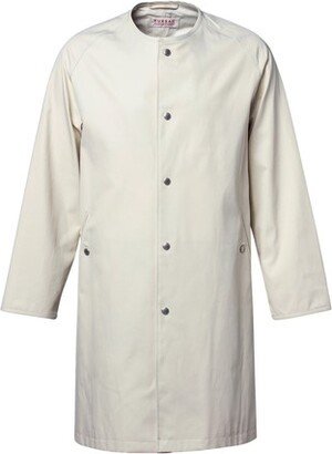 Fursac Gabardine collarless raincoat