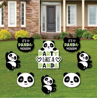 Big Dot of Happiness Party Like a Panda Bear - Yard Sign & Outdoor Lawn Decorations - Baby Shower or Birthday Party Yard Signs - Set of 8