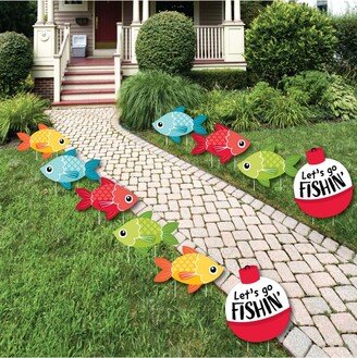 Big Dot Of Happiness Let's Go Fishing - Bobber Lawn Decor - Outdoor Party Yard Decor - 10 Pc