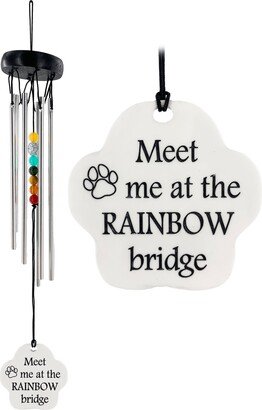 Pet Memorial Gift in Sympathy Meet Me At The Rainbow Bridge Paw Prints Outdoor Custom Beaded Wind Chime Gifts After Loss