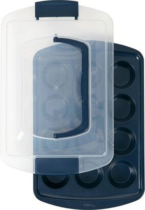 12 Cup Diamond-Infused Non-Stick Muffin and Cupcake Pan Navy Blue