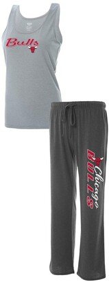 Concepts Sport Women's Heathered Gray, Heathered Charcoal Chicago Bulls Plus Size Tank Top and Pants Sleep Set - Heathered Gray, Heathered Charcoal