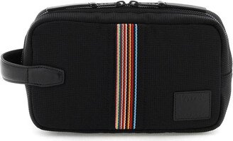 nylon beauty case with striped trim-AA