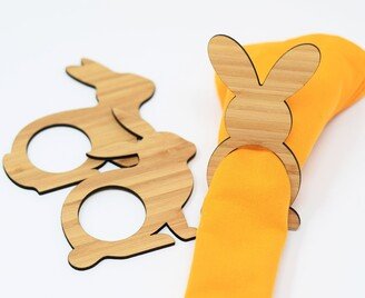 Easter Napkin Rings, Bunny Table Decor, Bamboo Wood Spring Decor