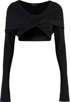 The Andamane Narissa V-Neck Draped Cropped Top