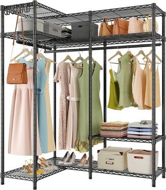 VIPEK L30 Corner Closet System L Shaped Garment Rack, L Corner Clothes Rack Freestanding Portable Wardrobe Closet, Black