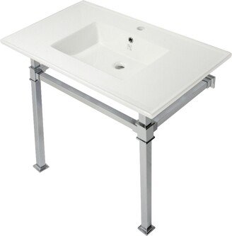 Monarch 37-Inch Console Sink with Single Faucet Hole with Stainless Steel Legs