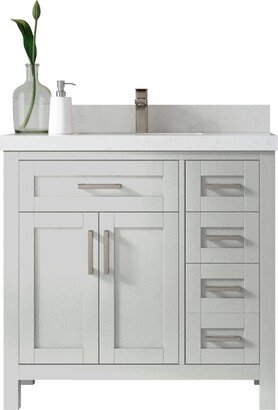 Cambridge 36 In. W X 22 D Single Sink Bathroom Vanity Center in Coventry Gray With Quartz Or Marble Countertop | Modern Vanity