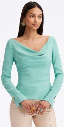 ODLR Button Detail Cowl Neck Blouse-AA