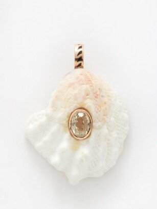 Sillimanite, Shell & 18kt Rose Gold Charm